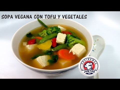 Receta de sopa de tofu y verduras