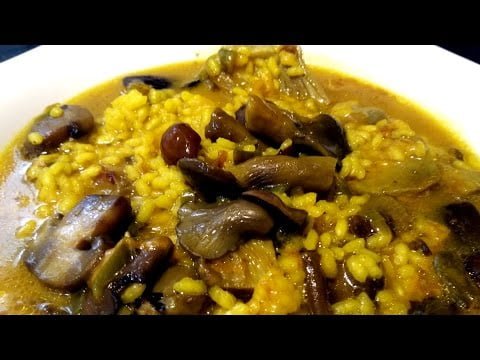 Receta de arroz con setas y alcachofas